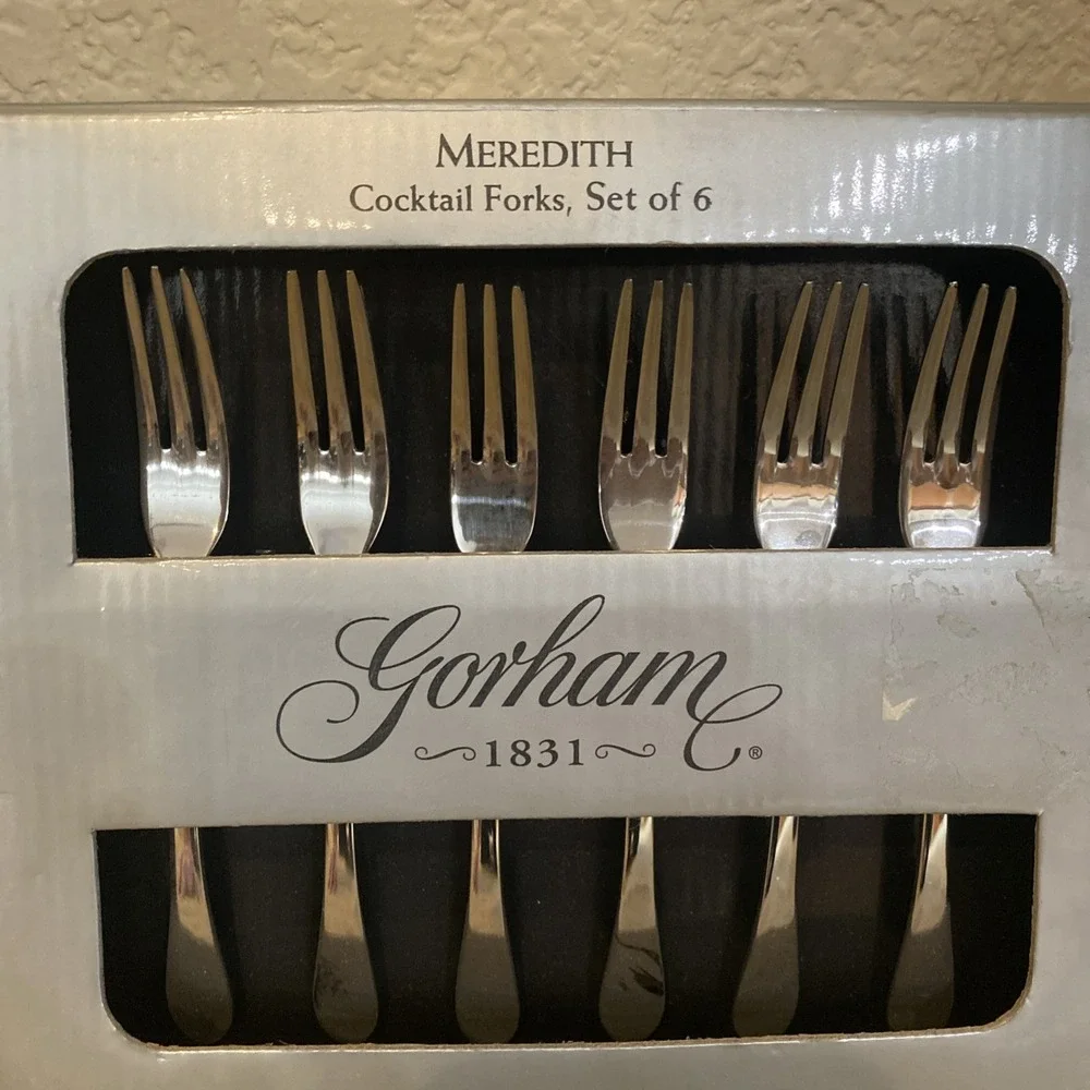 Gorham 1831 Cocktail Forks Set Of 6 Stainless Steel Flatware Meredith Pattern‎